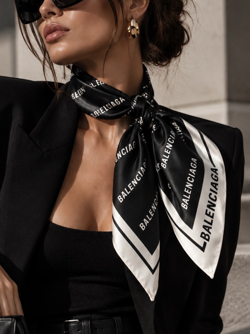 BALENCIAGA Silk Logo Scarf NEW